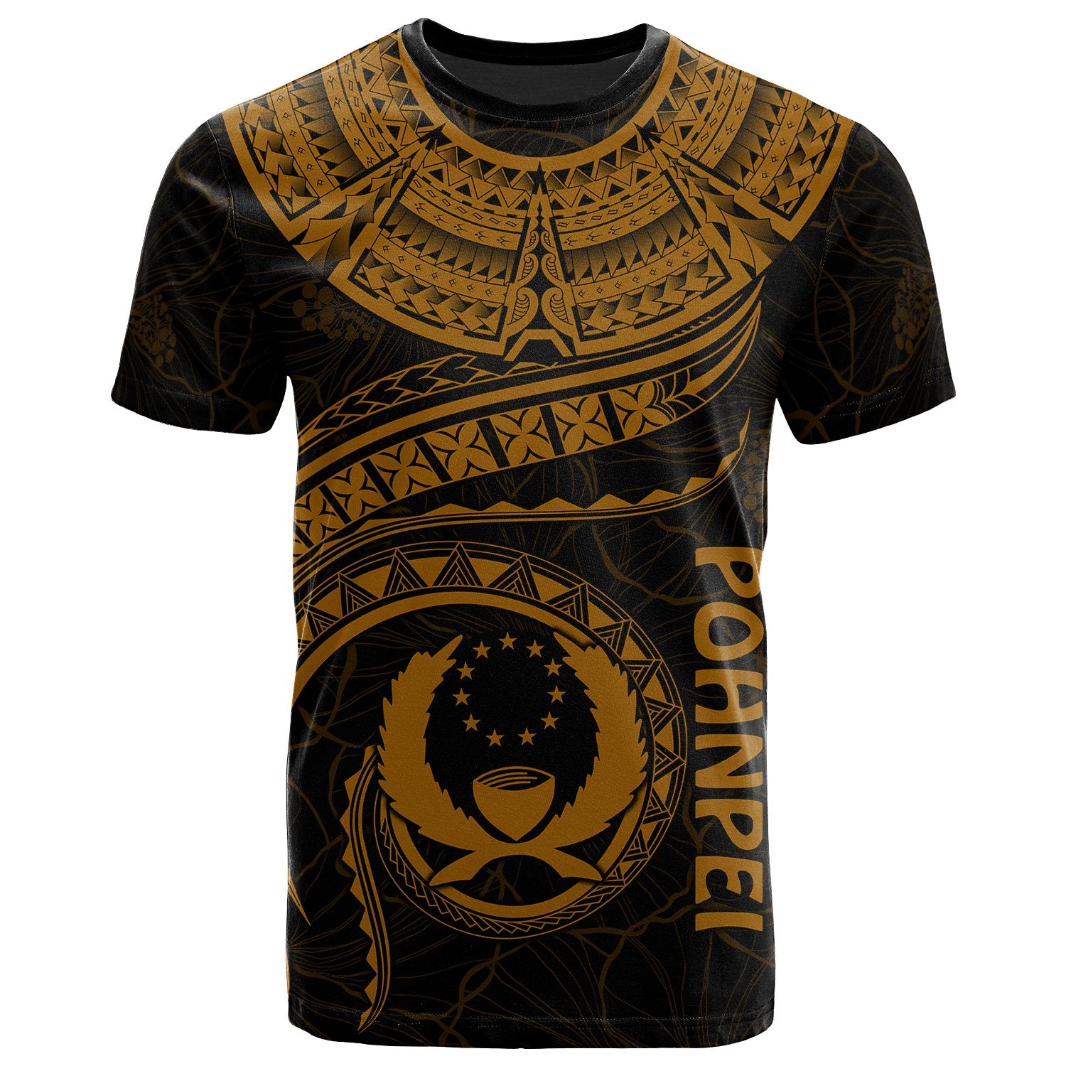 Pohnpei Polynesian T Shirt Pohnpei Waves (Golden) Unisex Golden - Polynesian Pride