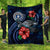 Northern Mariana Islands Polynesian Premium Quilt - Blue Turtle Hibiscus Blue - Polynesian Pride