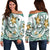 Marshall Islands Women's Off Shoulder Sweaters - Spring Style Green - Polynesian Pride