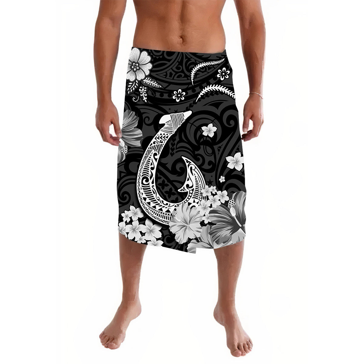 Hawaii Lavalava Polynesian Black Fish Hook LT13 Black - Polynesian Pride