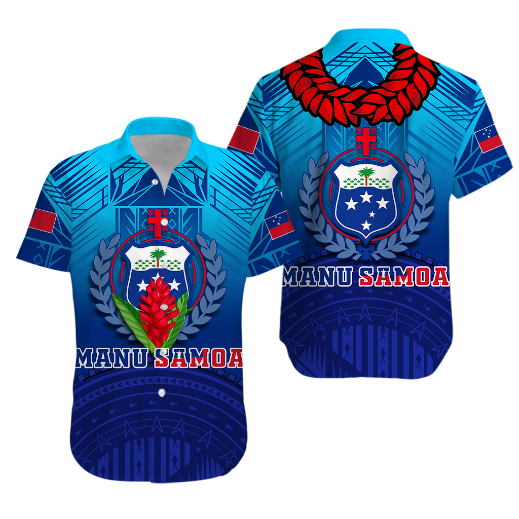 Manu Samoa Legend Hawaiian Shirt - LT12 Unisex Blue - Polynesian Pride