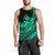 Hawaii Humpback Whale With Hibiscus Tribal Turquoise Men Tank Top - LT12 - Polynesian Pride