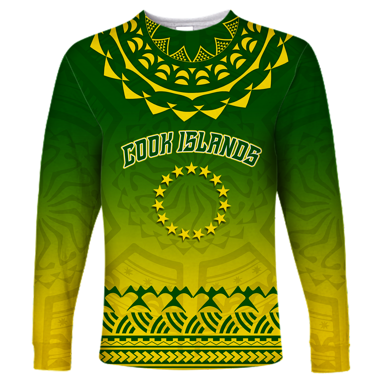 Cook Islands Turtle With Tribal Long Sleeve Shirt - LT12 Unisex Green - Polynesian Pride