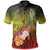 Kosrae Polo Shirt Humpback Whale with Tropical Flowers (Yellow) Unisex Yellow - Polynesian Pride