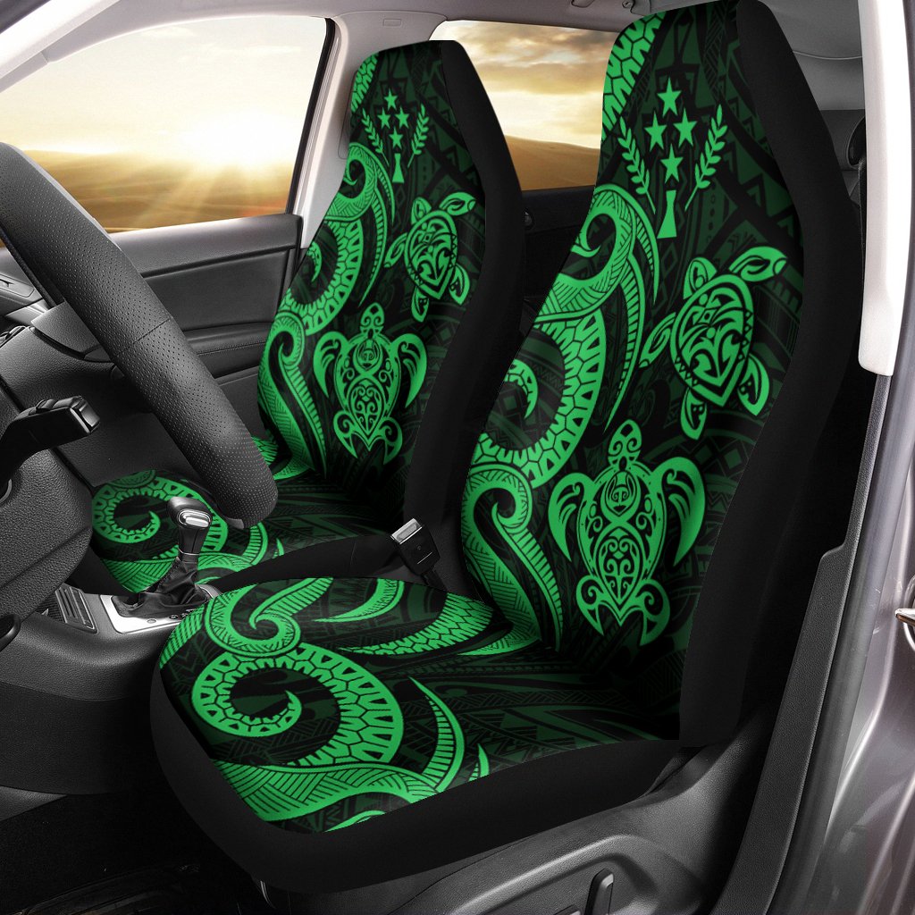 Kosrae Car Seat Covers - Green Tentacle Turtle Universal Fit Green - Polynesian Pride