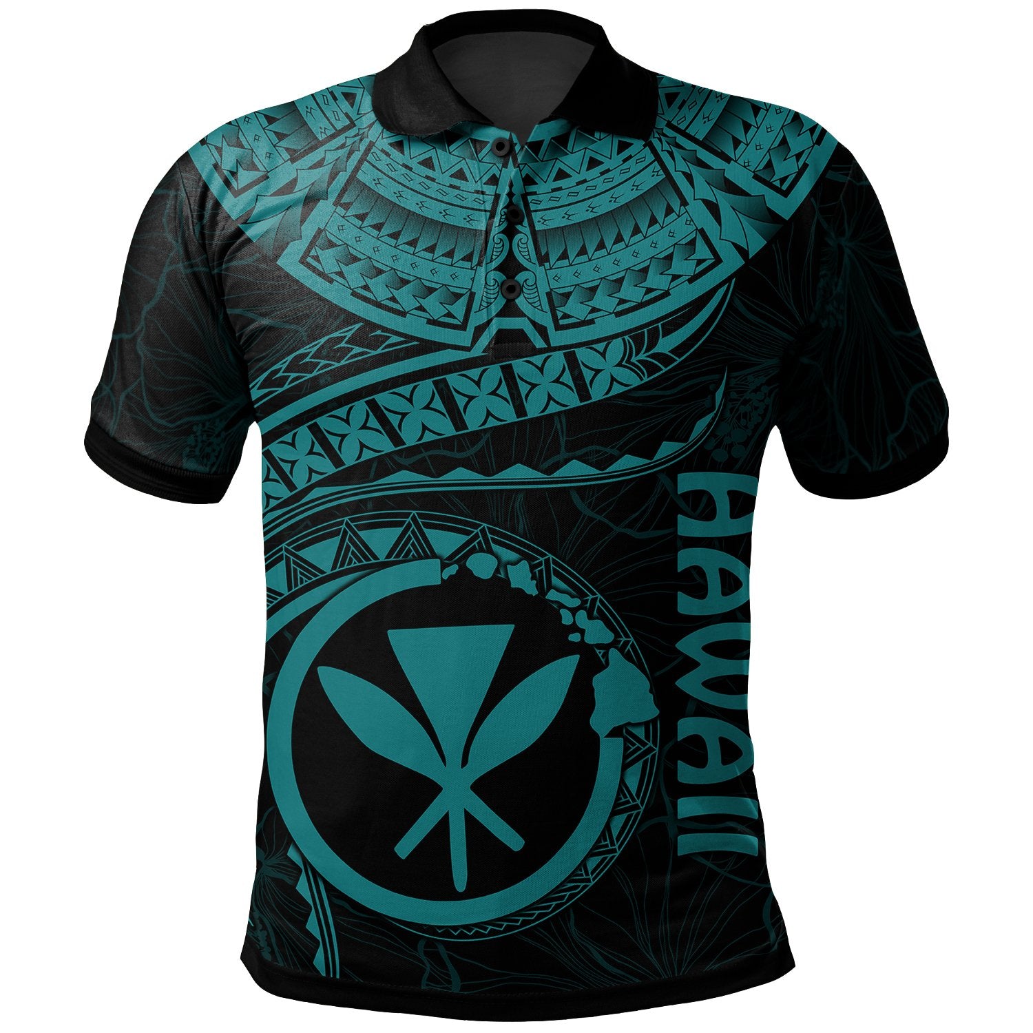 Polynesian Hawaii Kanaka Maoli Polo Shirt Hawaiian Waves (Turquoise) Unisex Turquoise - Polynesian Pride