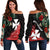 Wallis and Futuna Polynesian Off Shoulder Sweater Fantastic Flowers LT13 Black - Polynesian Pride