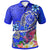 Tahiti Polo Shirt Turtle Plumeria (Blue) Unisex Blue - Polynesian Pride