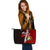 Nauru Polynesian Leather Tote Bag - Coat Of Arm With Hibiscus Red - Polynesian Pride