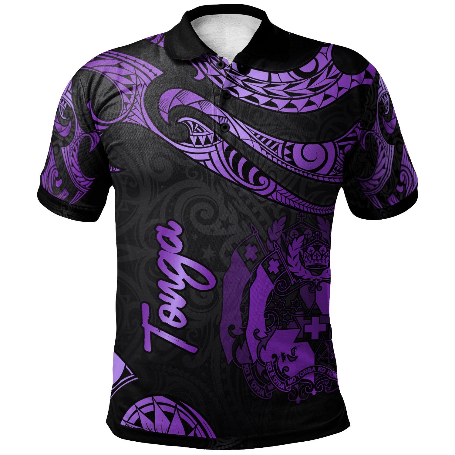 Tonga Polo Shirt Polynesian Tattoo Purple Version Unisex Purple - Polynesian Pride