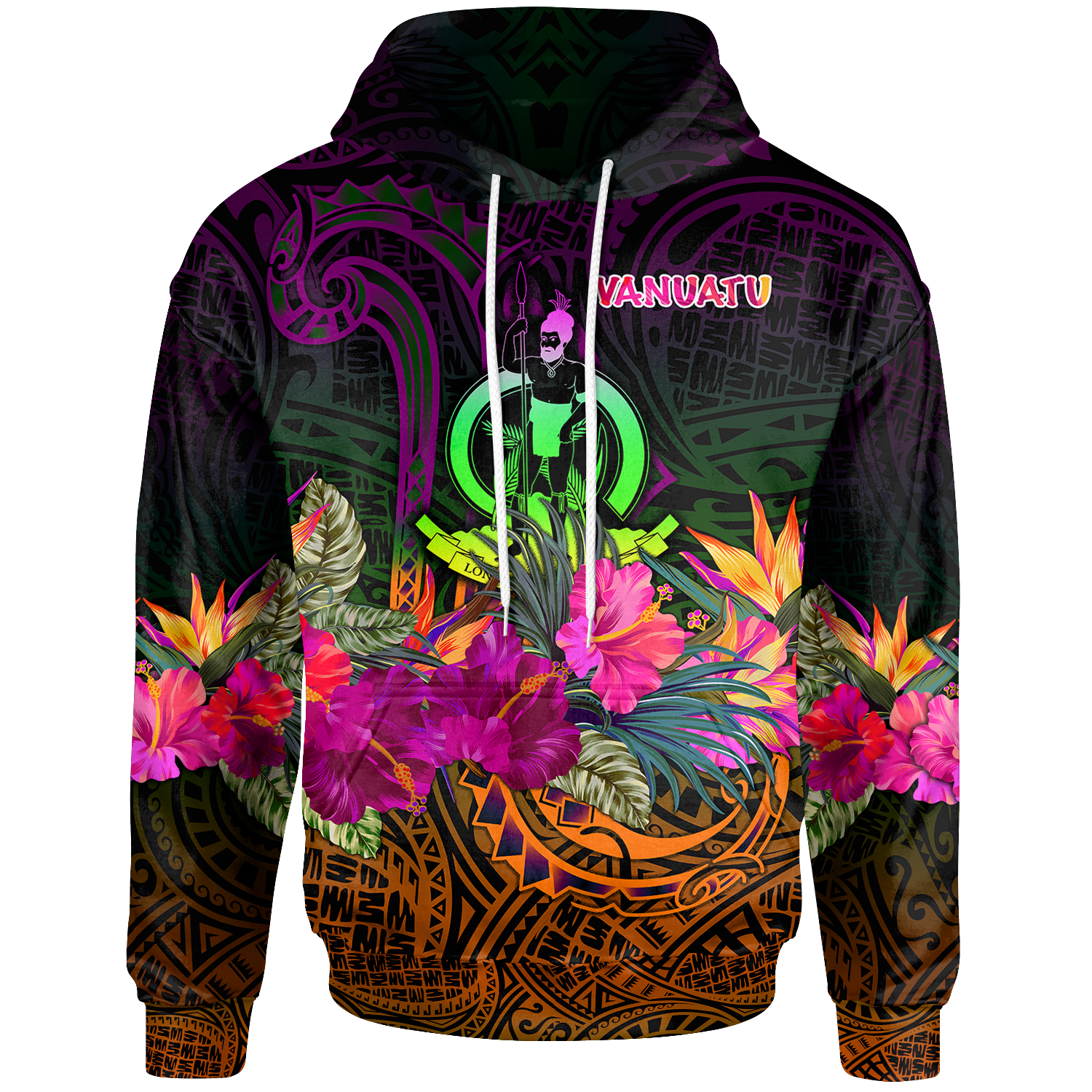 Vanuatu Hoodie Summer Hibiscus Unisex Reggae - Polynesian Pride