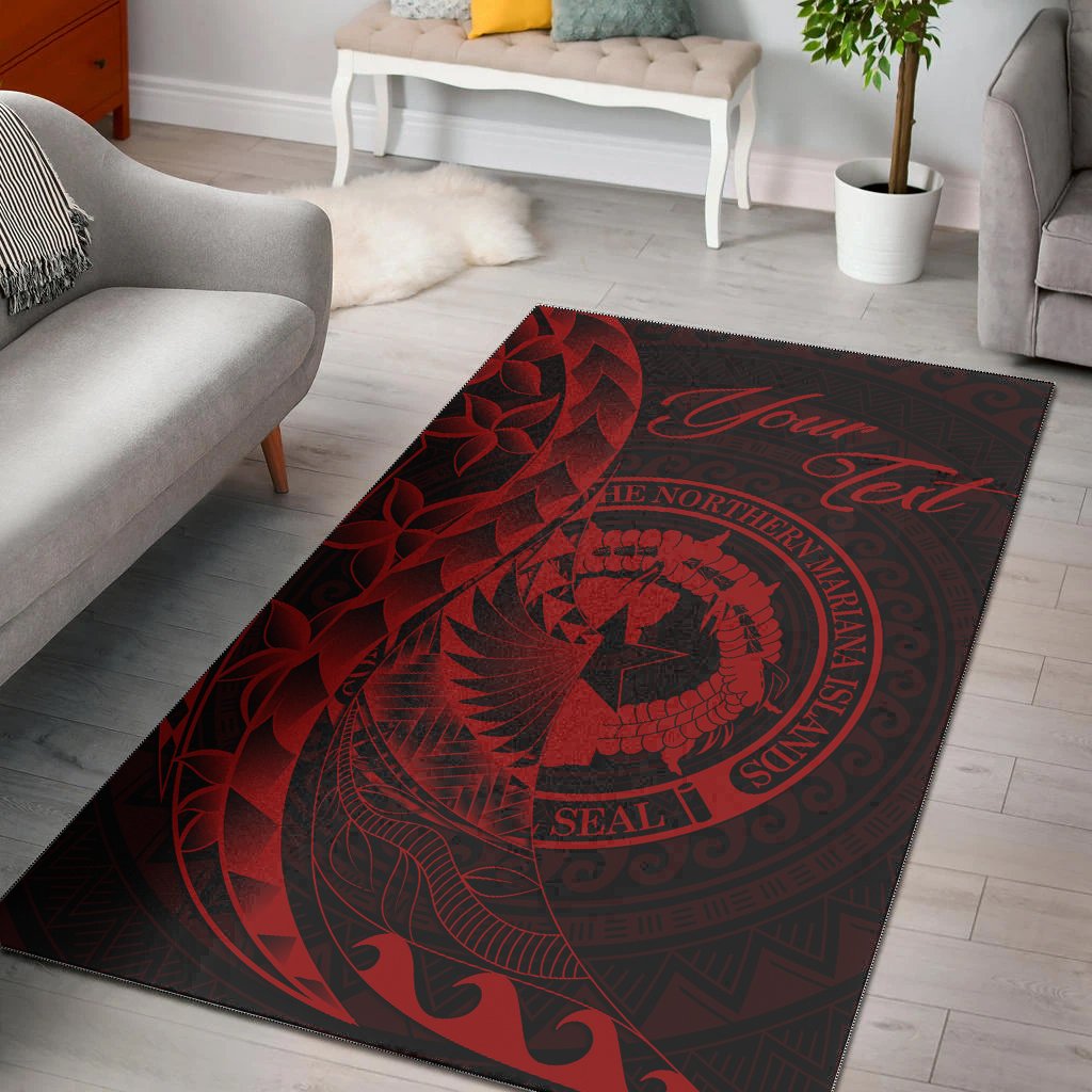 Northern Mariana Islands Area Rug - Custom Personalised Polynesian Pattern Style Red Color Red - Polynesian Pride