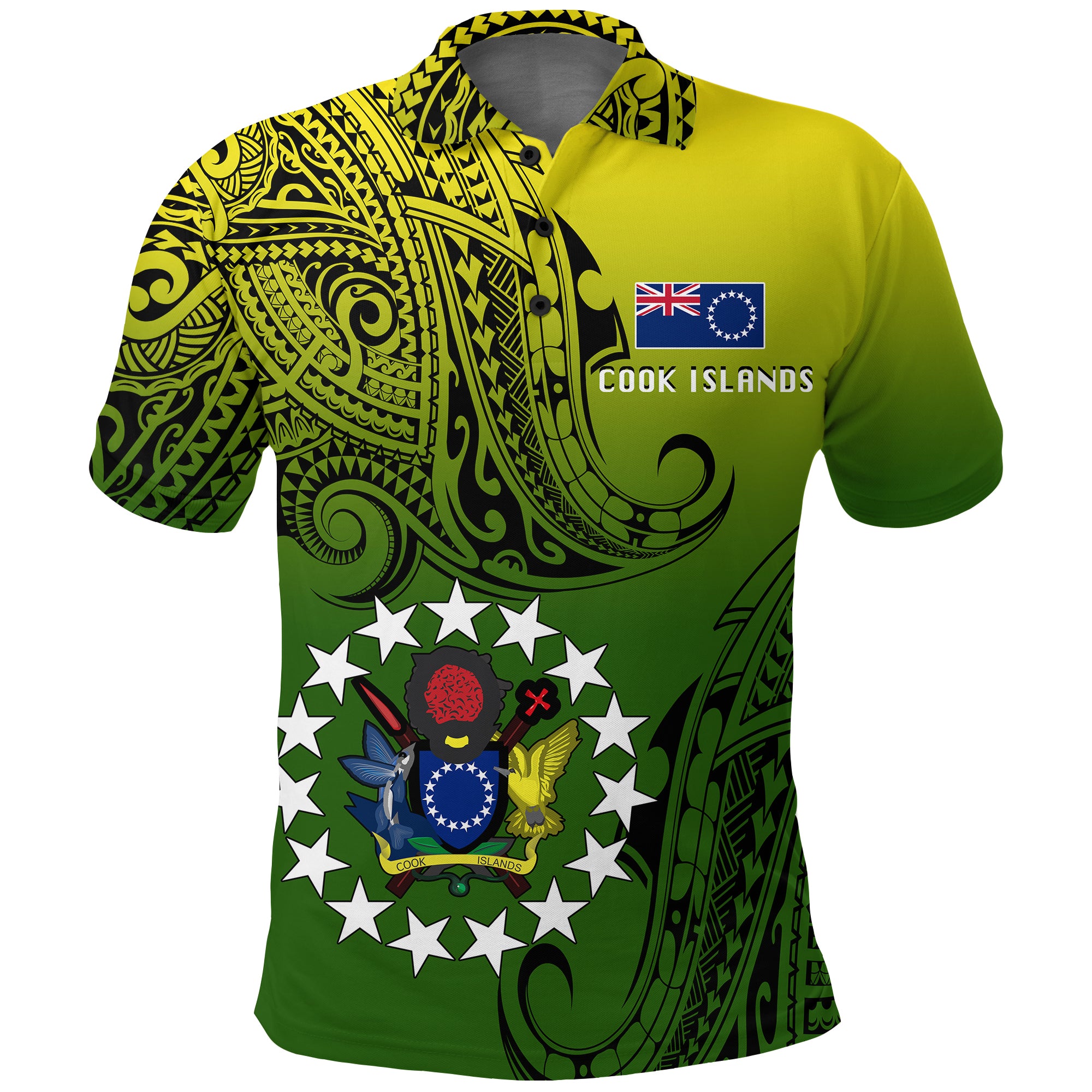 Cook Islands Patterns With Coat Of Arms Polo Shirt LT20 Unisex Green - Polynesian Pride