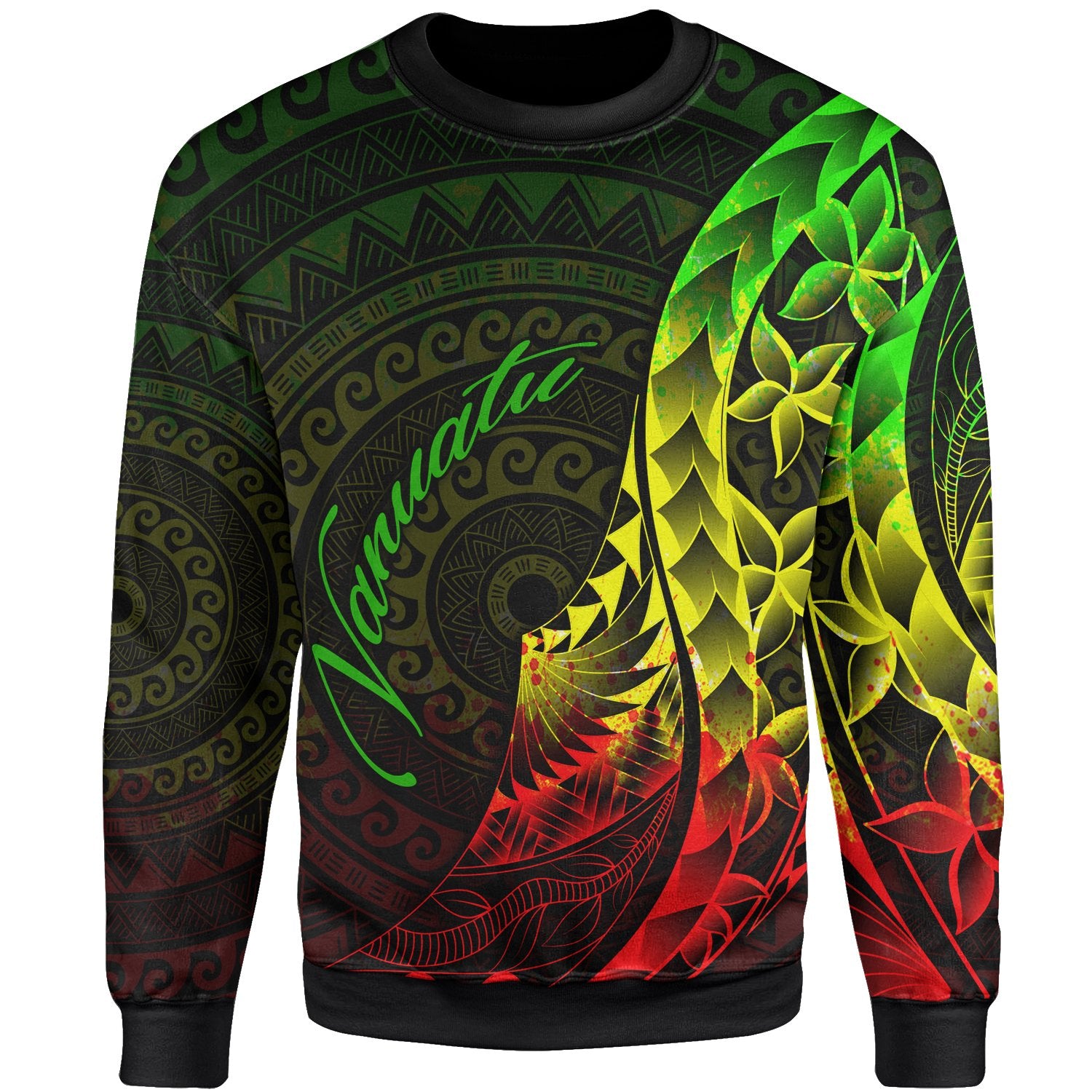 Vanuatu Sweatshirt - Polynesian Pattern Style Reggae Color Unisex Reggae - Polynesian Pride