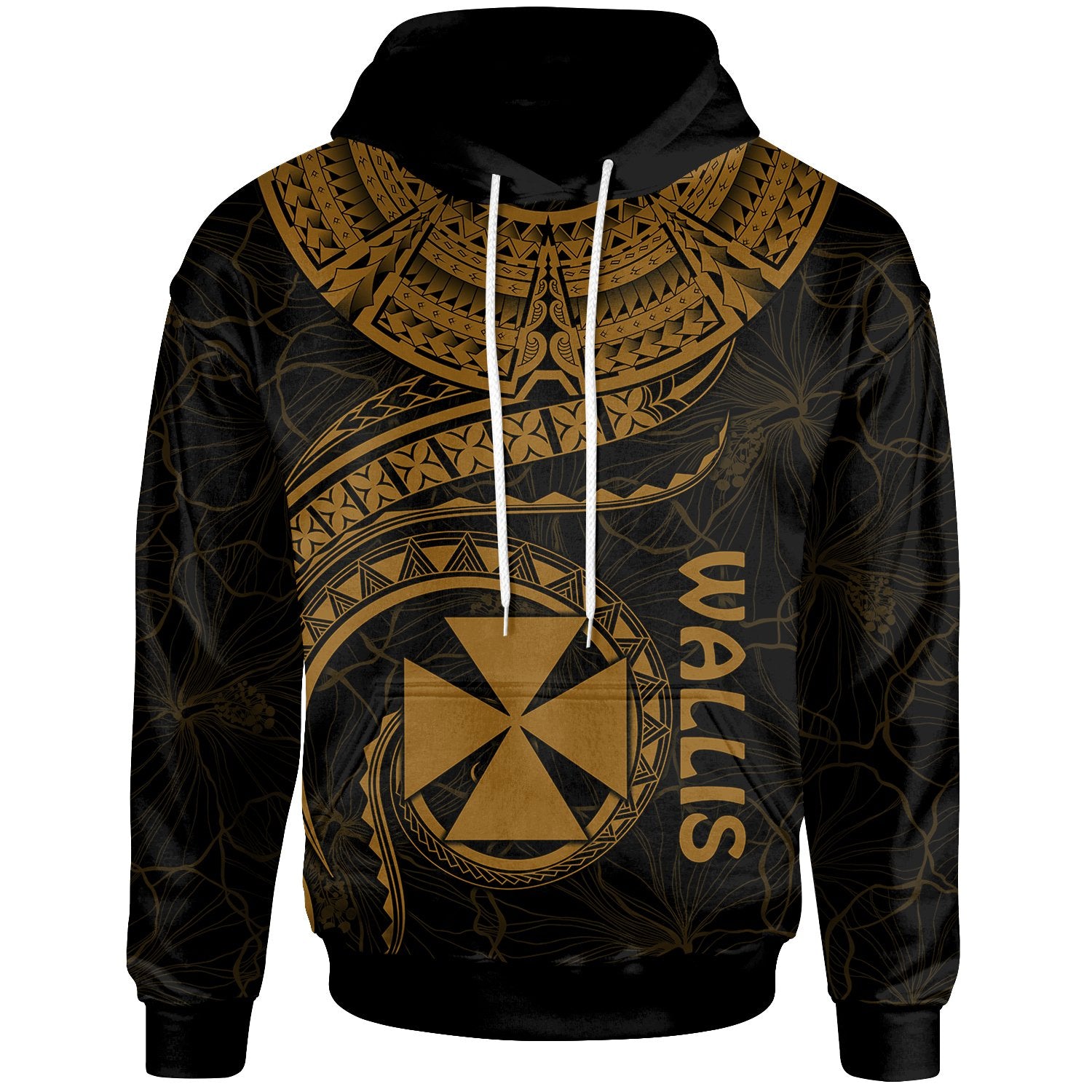 Wallis and Futuna Polynesian Hoodie Wallis and Futuna Waves (Golden) Unisex Golden - Polynesian Pride