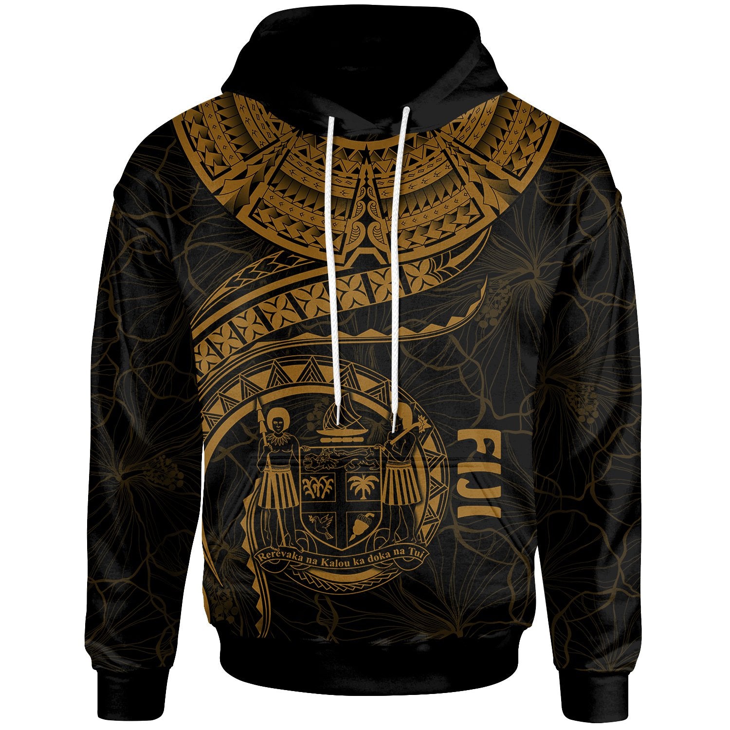 Fiji Polynesian Hoodie Fiji Waves (Golden) Unisex Golden - Polynesian Pride