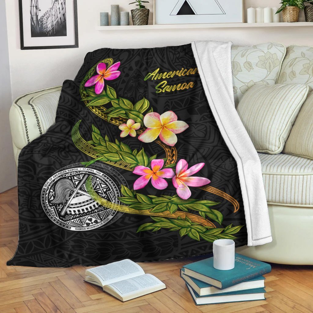 American Samoa Polynesian Blanket - Plumeria Tribal White - Polynesian Pride