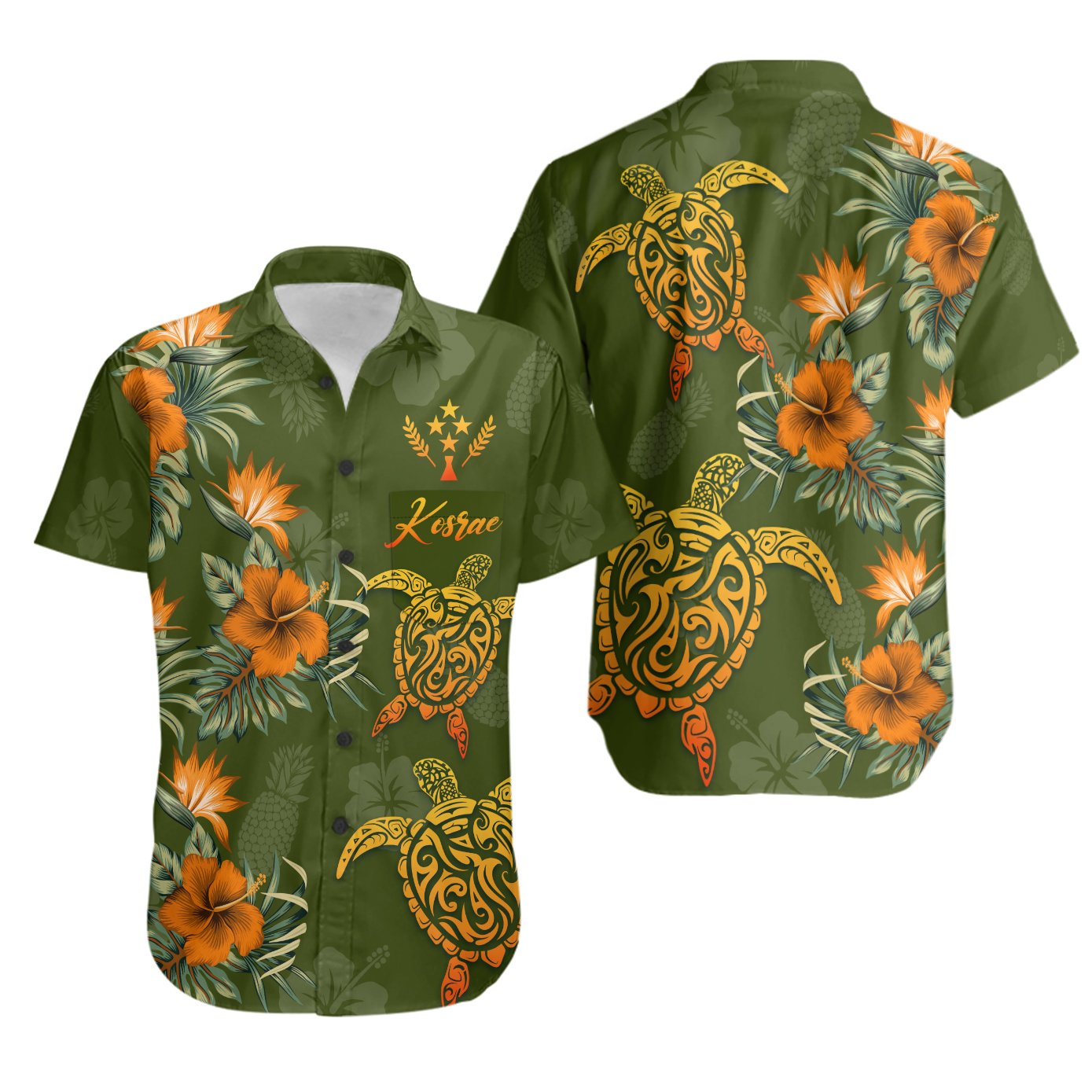 Kosrae Polynesian Shirt - Tropical Summer Unisex Green - Polynesian Pride