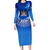 Fiji Tapa Tribal Coconut Tree Long Sleeve Dress - LT12 Women Blue - Polynesian Pride