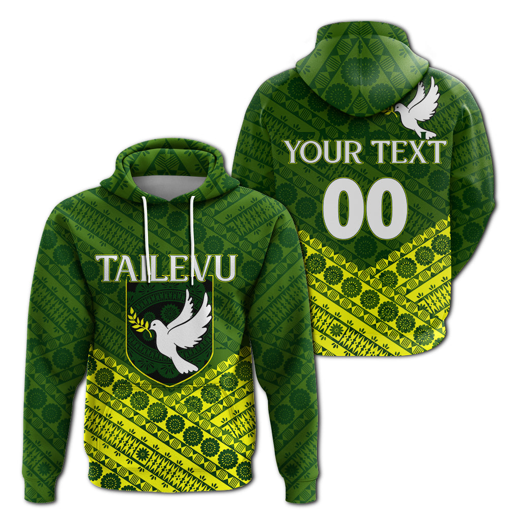 Custom Tailevu Rugby Union Fiji Hoodie Tapa Pattern LT12 Green - Polynesian Pride