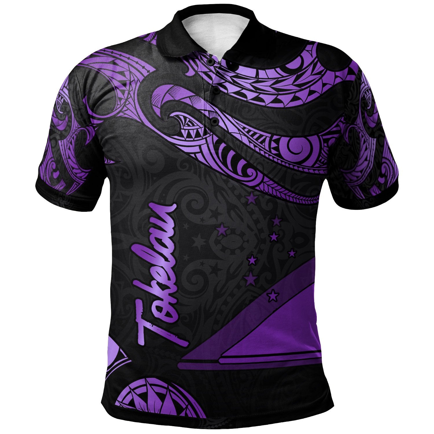 Tokelau Polo Shirt Polynesian Tattoo Purple Version Unisex Purple - Polynesian Pride