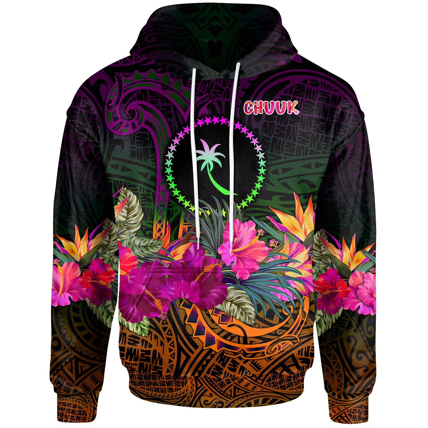 Chuuk Hoodie Summer Hibiscus Unisex Reggae - Polynesian Pride