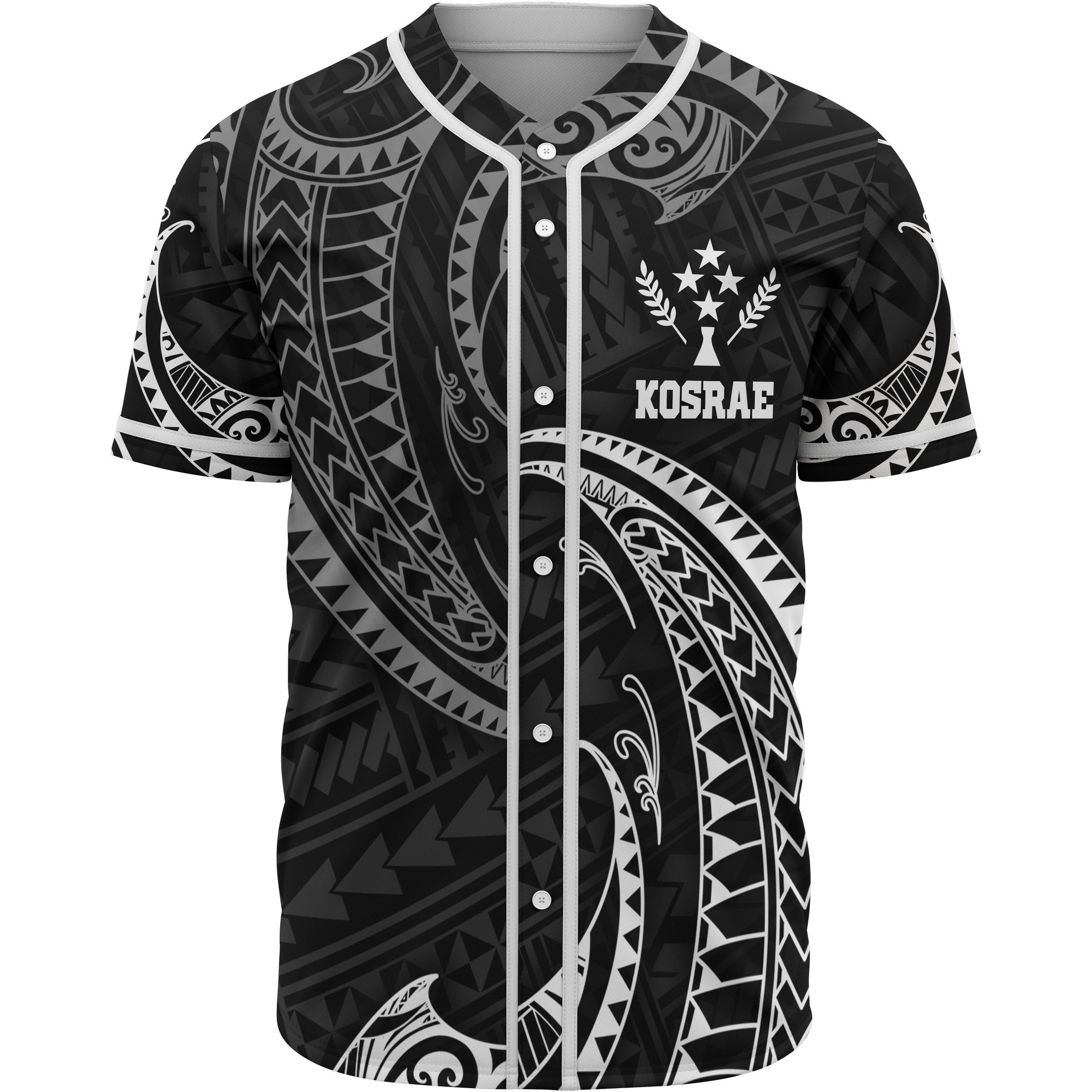 Kosrae Micronesia Baseball Shirt - White Tribal Wave Unisex White - Polynesian Pride