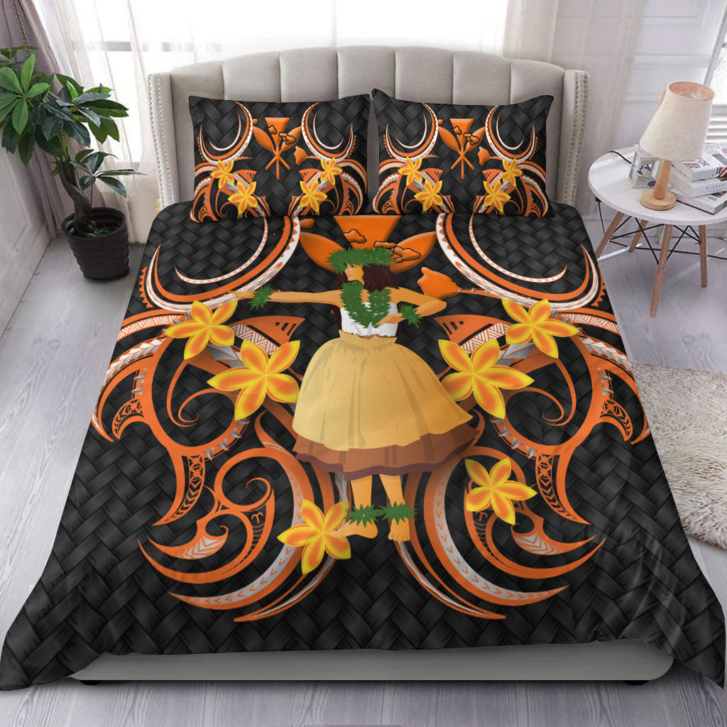Hawaii Hula Girl Floral Bedding Set - LT12 Black - Polynesian Pride