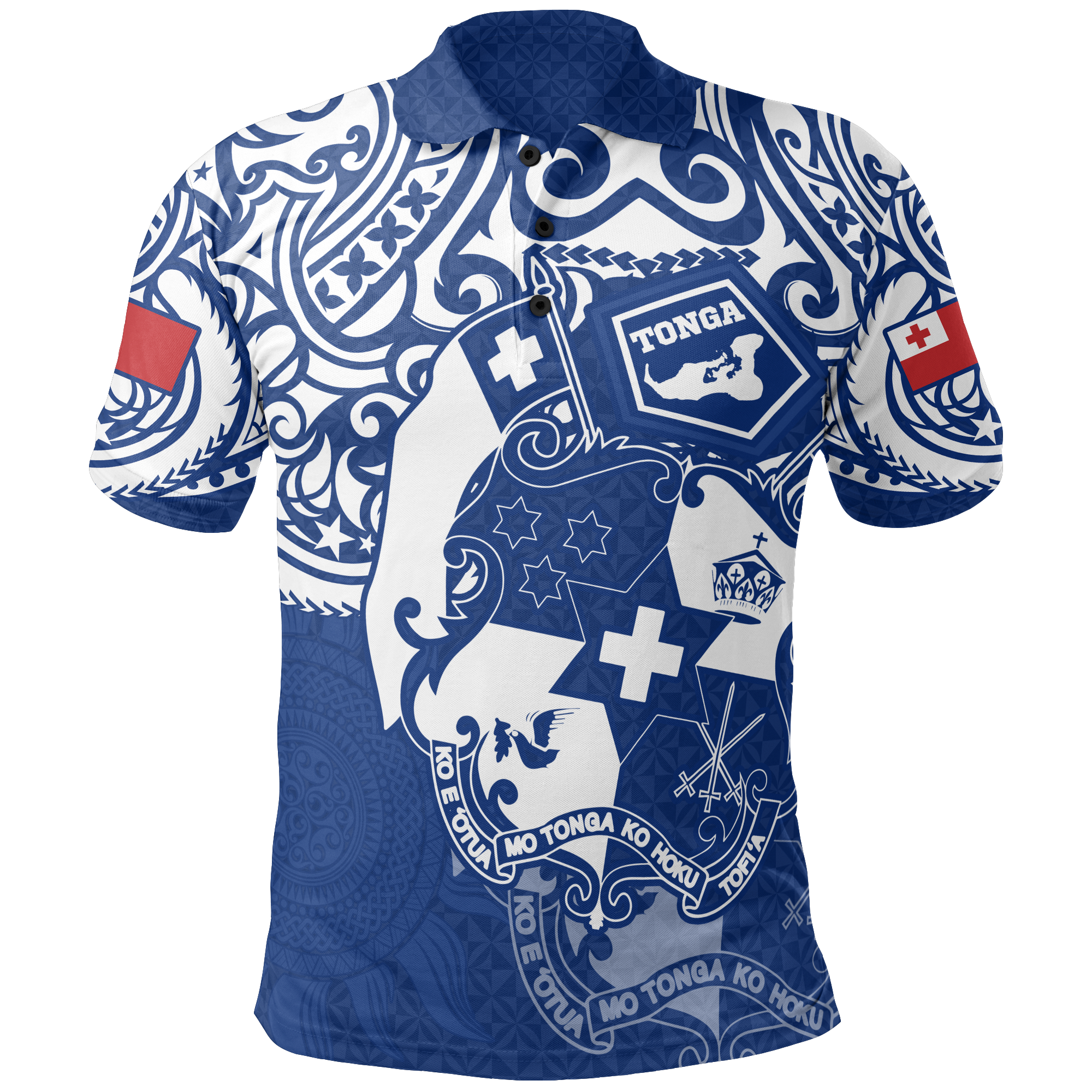 Tonga Polo Shirt Tongan FLag Coat Of Arms Pride (Bright Blue) Unisex BLUE - Polynesian Pride