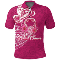 Breast Cancer Pink Ribbon Butterfly Polynesian Pink Version Polo Shirt LT12 Pink - Polynesian Pride