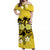 Hawaii Skull Off Shoulder Long Dress Mysterious Polynesia and Yellow Flowers LT13 Women Yellow - Polynesian Pride