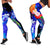 Custom Personalised Samoa Leggings - Humpback Whale with Tropical Flowers (Blue) Blue - Polynesian Pride