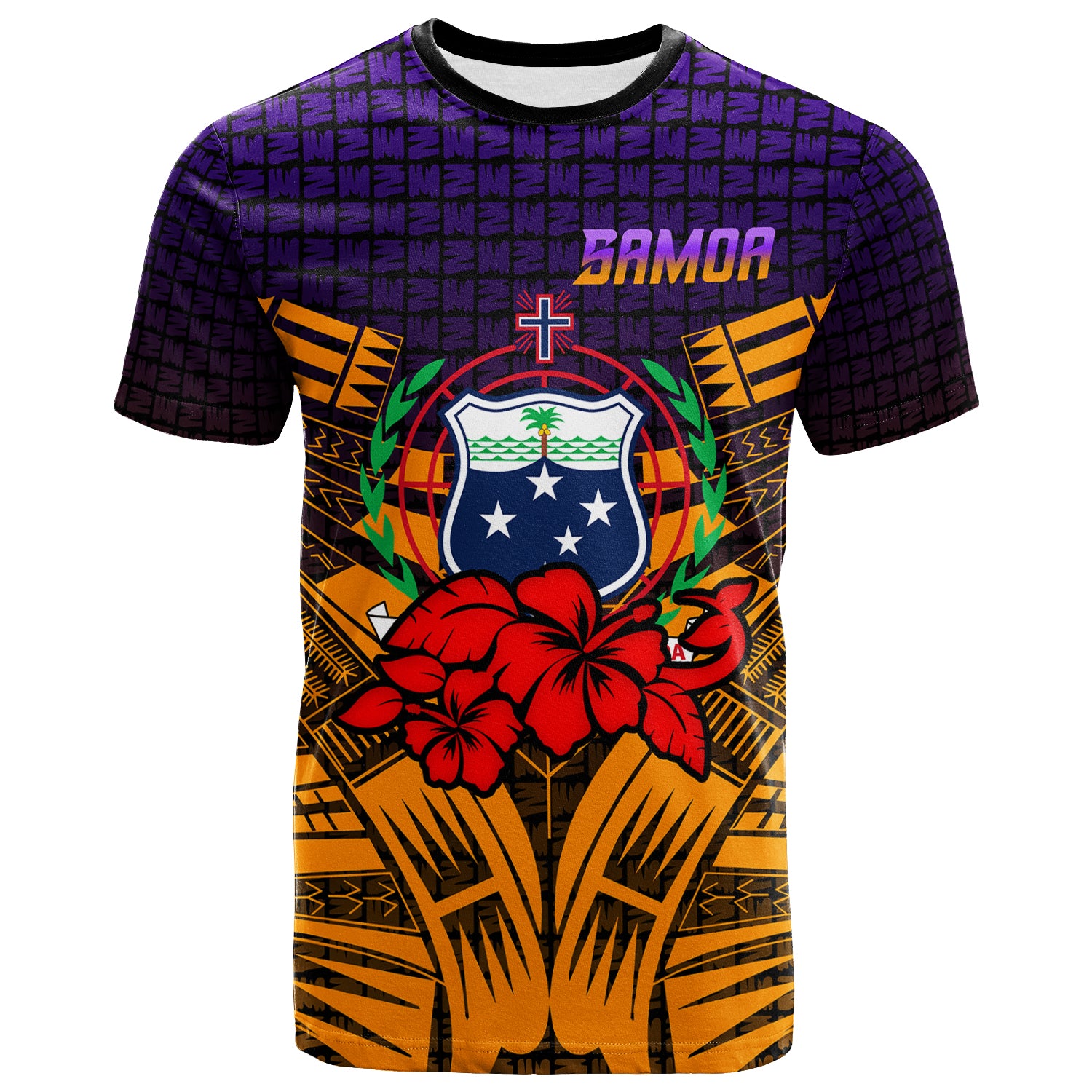 Samoa T Shirt Hibiscus With Tribal LT12 Unisex Orange - Polynesian Pride