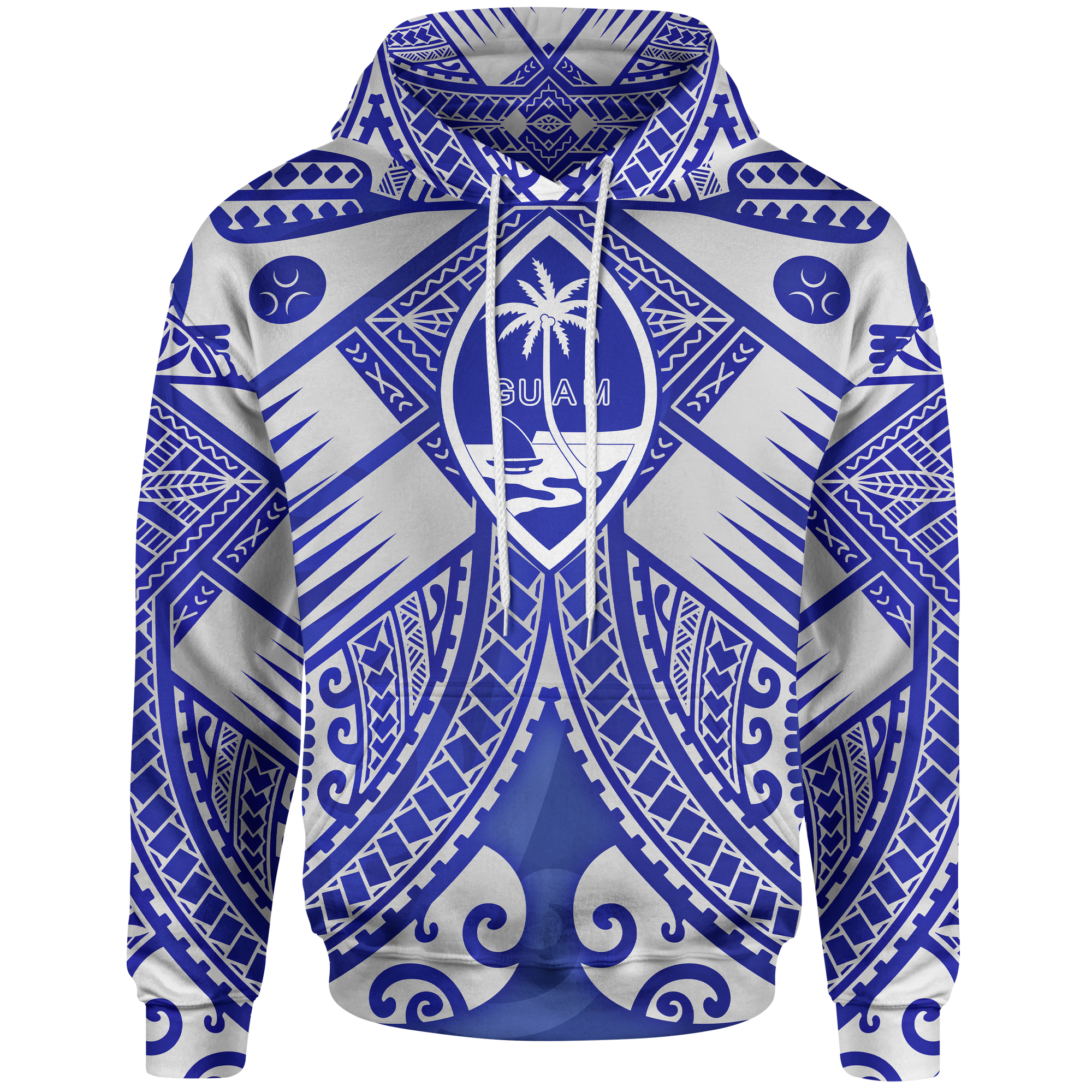 Guam Polynesian Hoodie Guam White Seal with Polynesian Tattoo Ver 02 Unisex White - Polynesian Pride