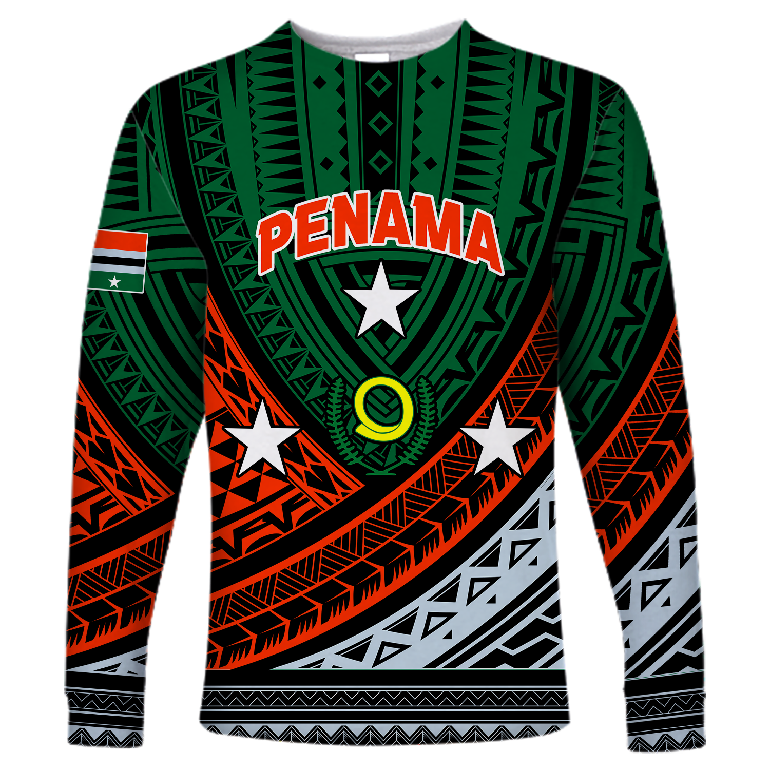 (Custom Personalised) Vanuatu Penama Province Tribal Pattern Long Sleeve Shirt - LT12 Unisex Green - Polynesian Pride