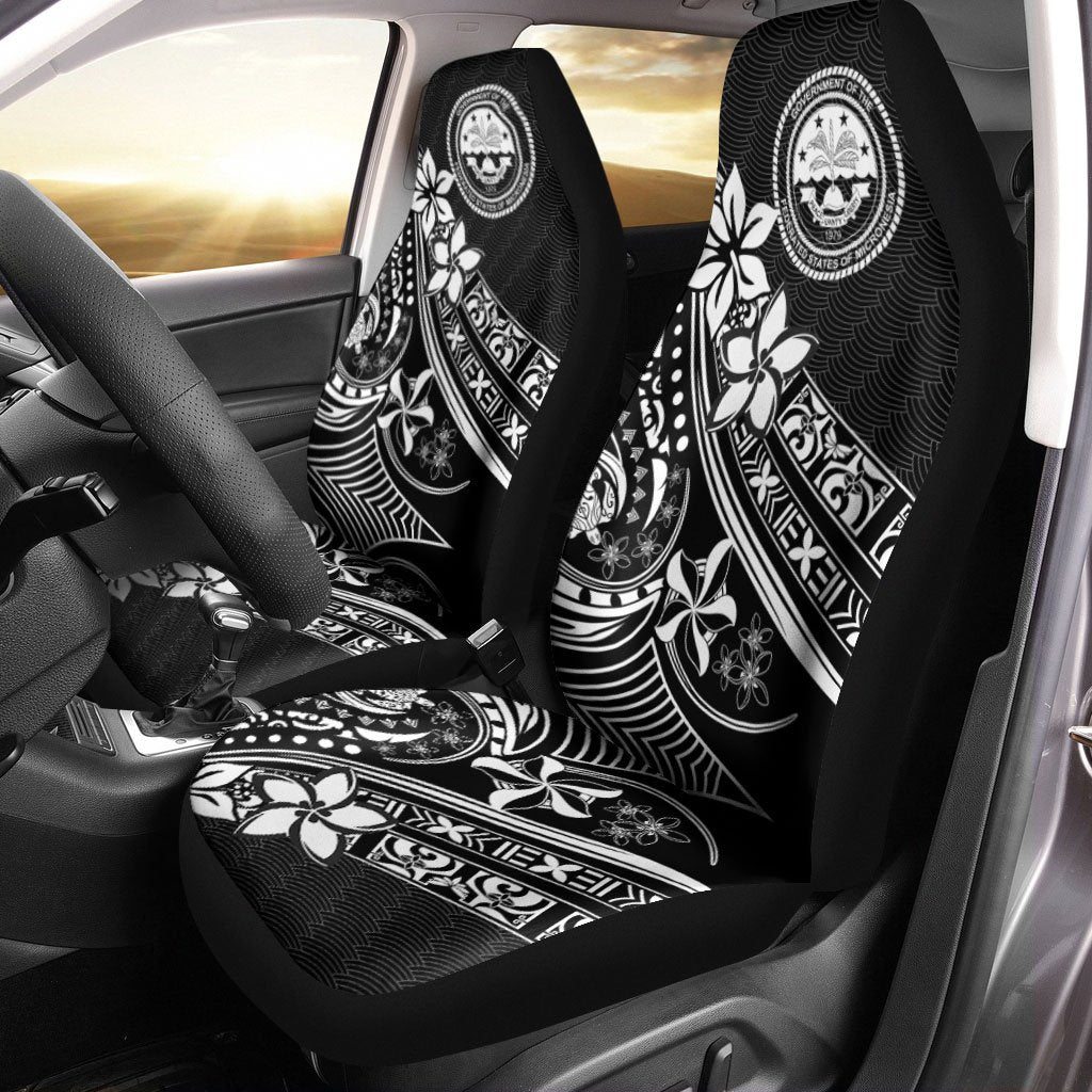 Federated States of Micronesia Car Seat Cover - The Flow OF Ocean Universal Fit Black - Polynesian Pride