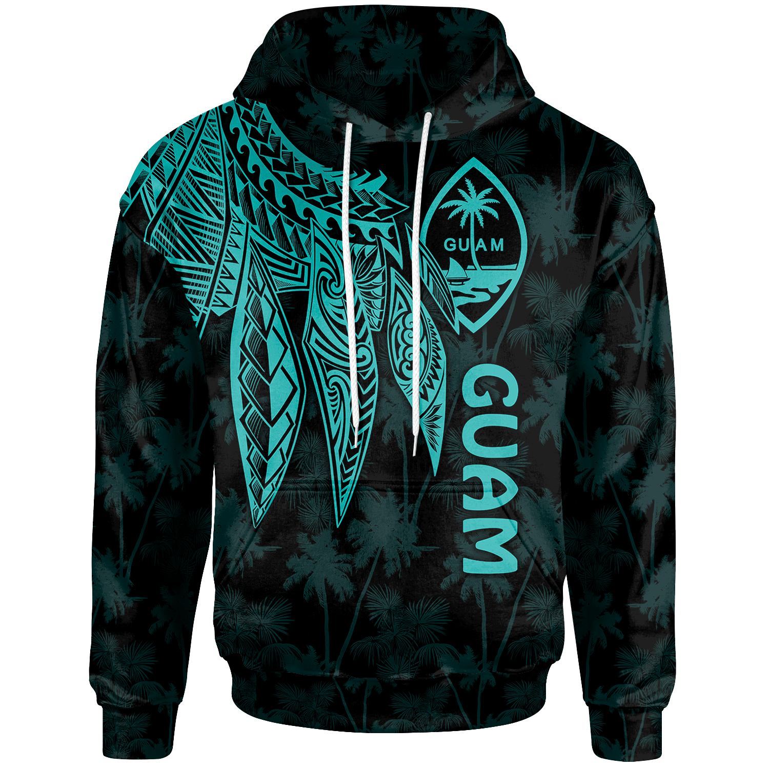 Guam Hoodie Polynesian Wings (TurQuoiSe) Unisex Turquoise - Polynesian Pride