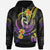 Palau Custom Hoodie Plumeria Flowers with Spiral Patterns Unisex Black - Polynesian Pride