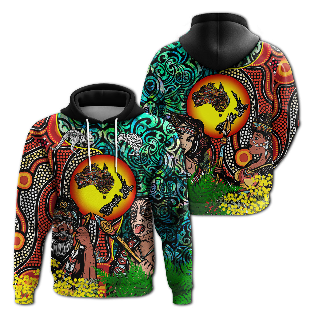 Australia Aboriginal Kangaroo Combine New Zealand Maori Kiwi Bird Hoodie LT2 Pullover Hoodie ART - Polynesian Pride