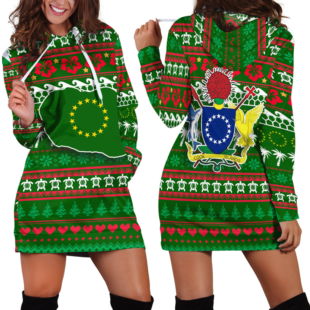 Cook Islands Christmas Hoodie Dress - Ugly Christmas - LT12 Blue - Polynesian Pride