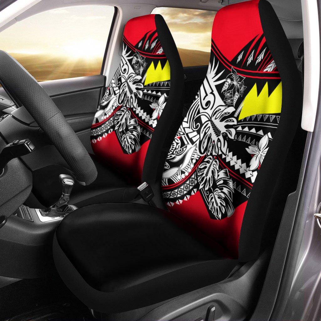 Palau Car Seat Cover - Tribal Jungle Pattern Universal Fit Black - Polynesian Pride