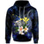 Polynesian Hawaii Hoodie Turtle With Plumeria Flowers Unisex Blue - Polynesian Pride