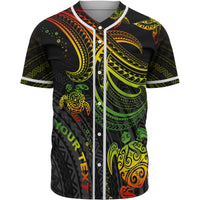 Polynesian Custom Personalised Baseball Shirt - Reggae Turtle Unisex Reggae - Polynesian Pride
