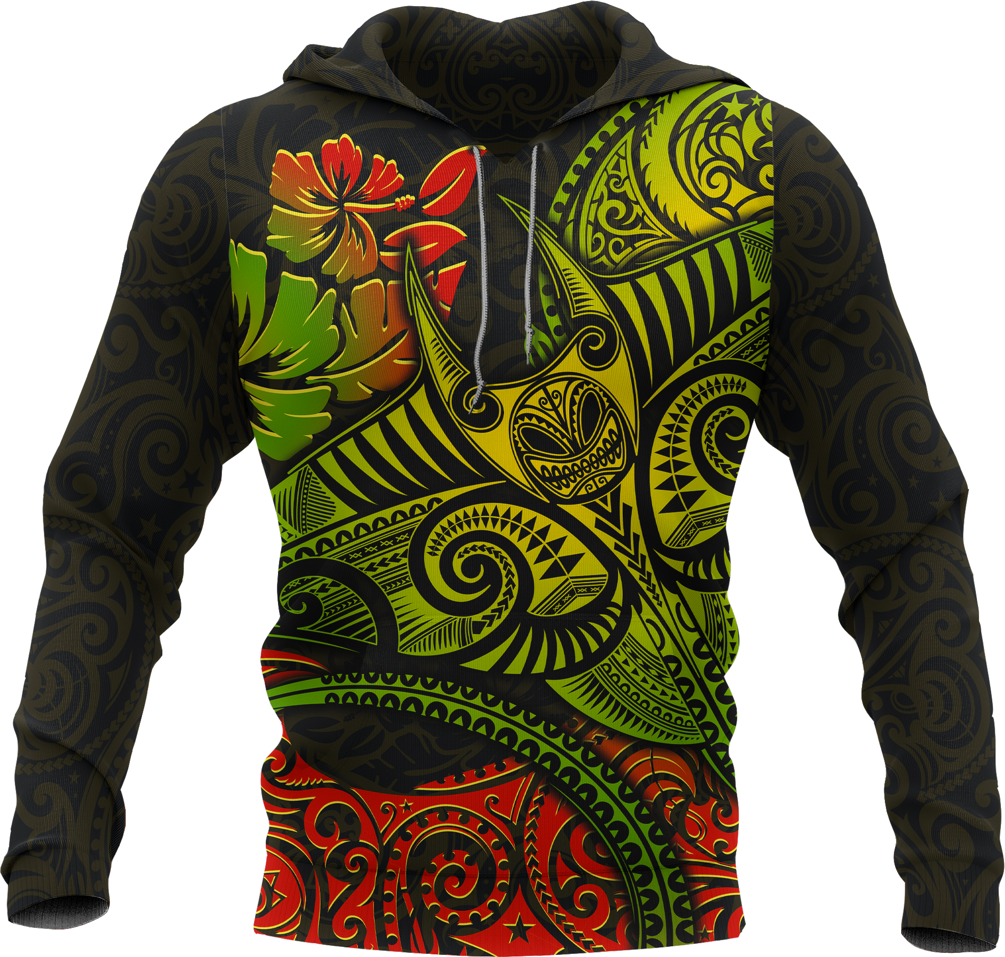 Hawaii Hoodie Polynesian Manta Ray Unisex BLACK - Polynesian Pride