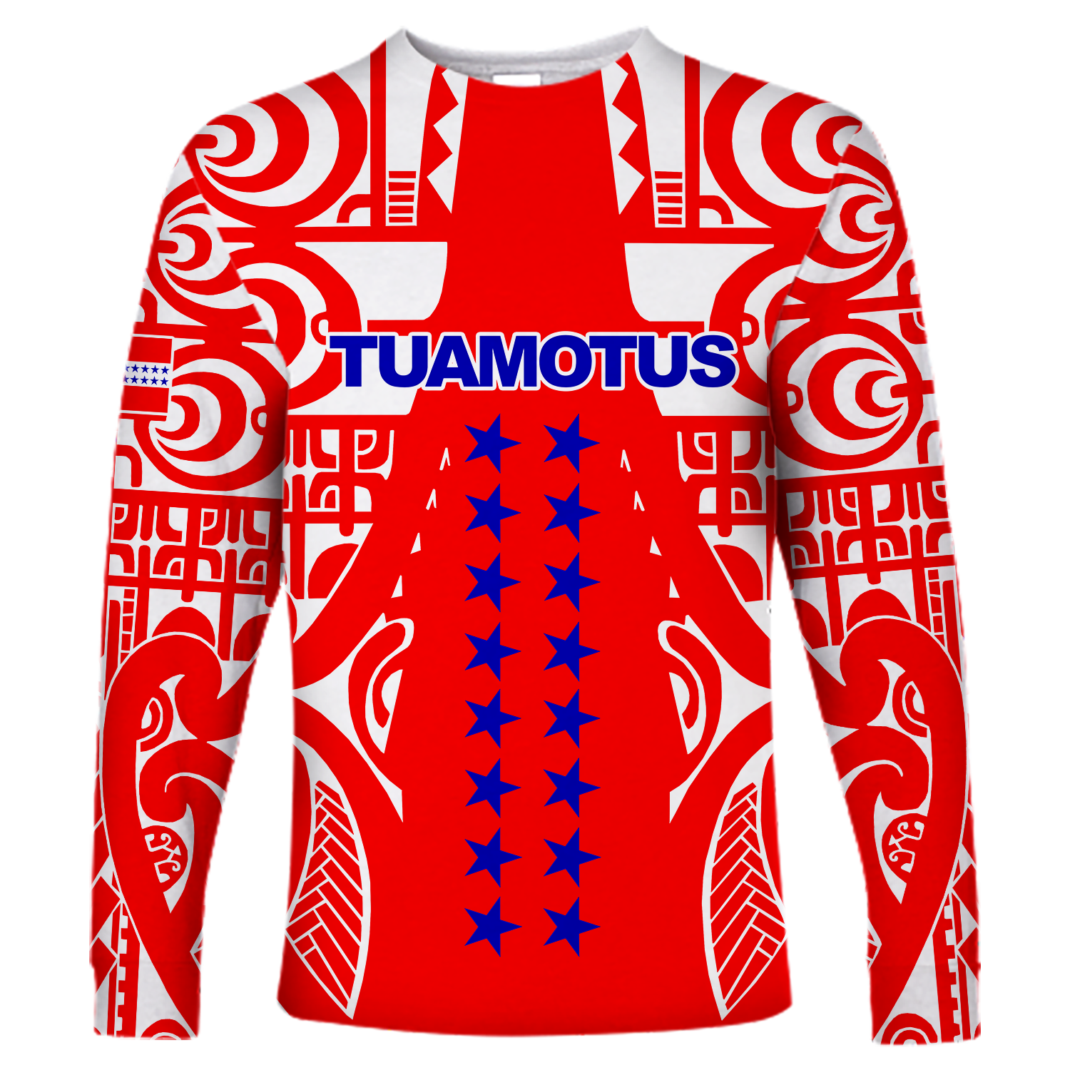 Tuamotu Archipelago Tribal Tattoo Long Sleeve Shirt - LT12 Unisex Red - Polynesian Pride