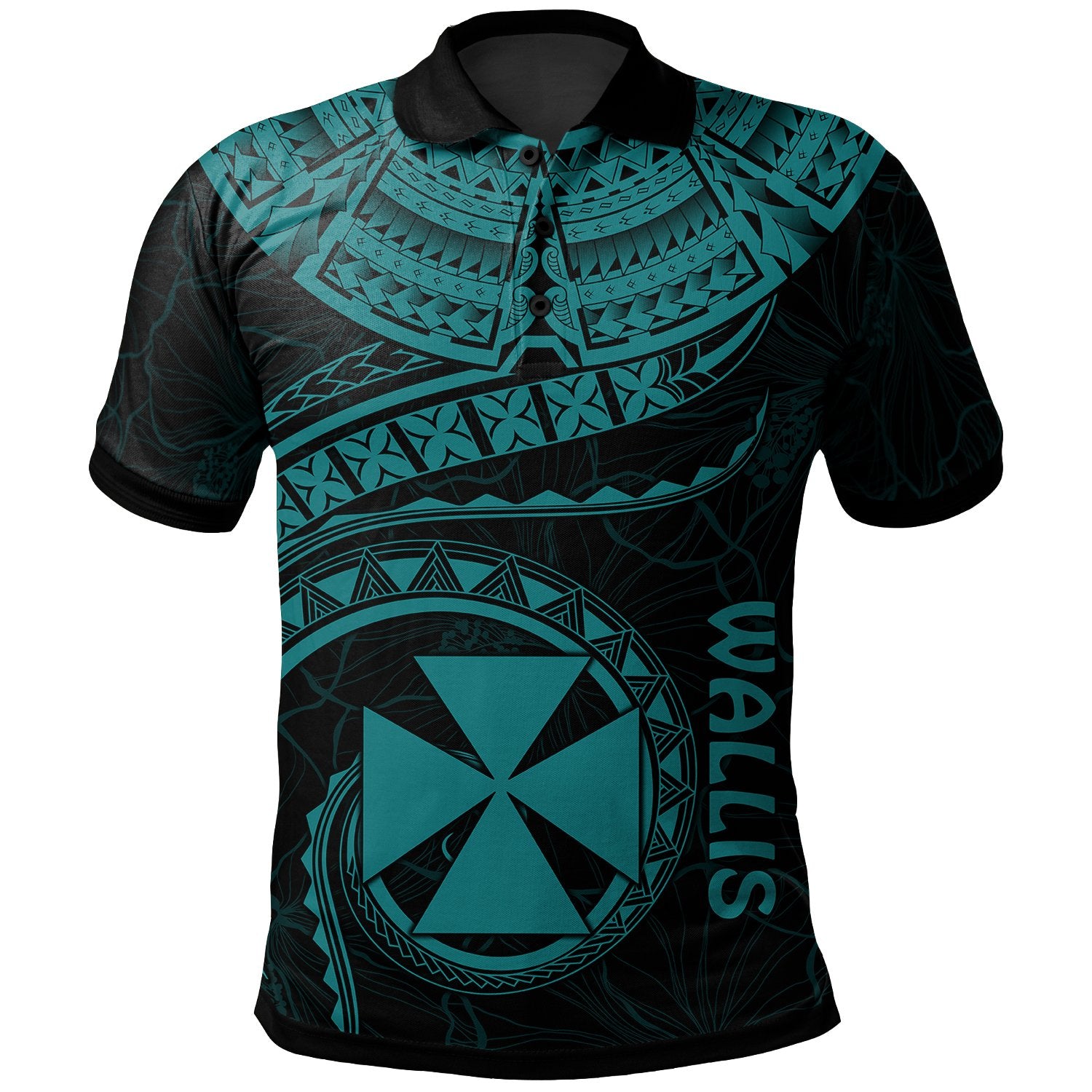 Wallis and Futuna Polynesian Polo Shirt Wallis and Futuna Waves (Turquoise) Unisex Turquoise - Polynesian Pride