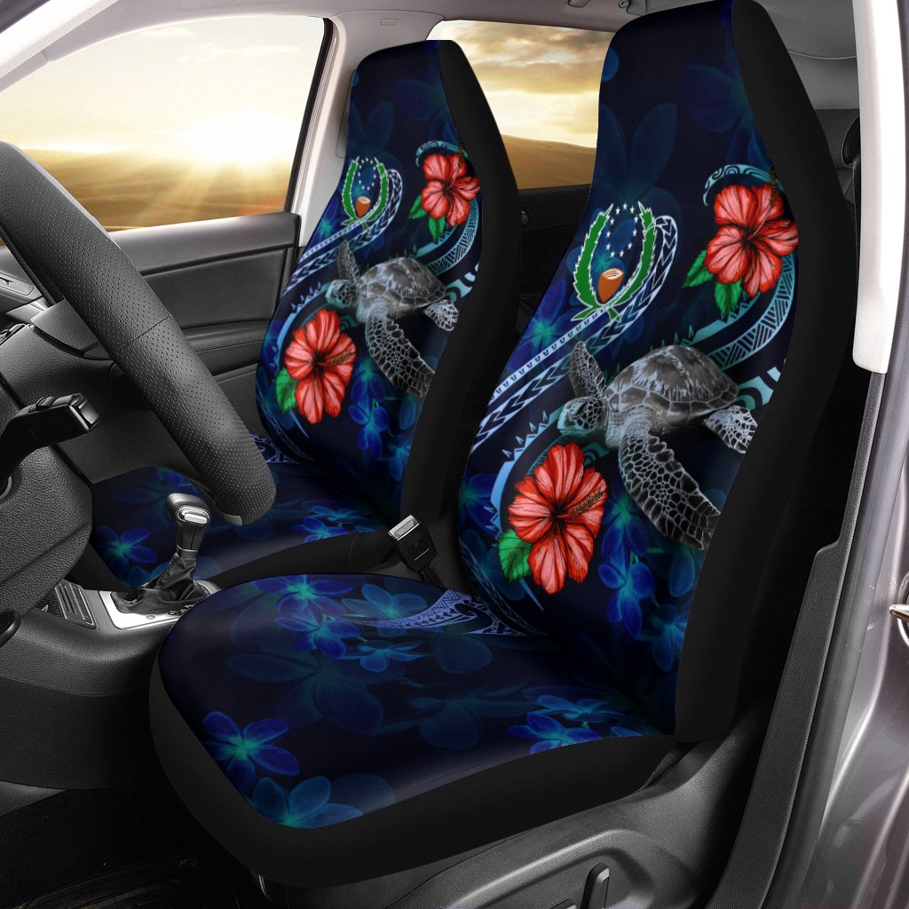 Pohnpei Polynesian Car Seat Covers - Blue Turtle Hibiscus Universal Fit Blue - Polynesian Pride