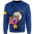 Niue Polynesian Sweater - Floral With Seal Blue Unisex Blue - Polynesian Pride