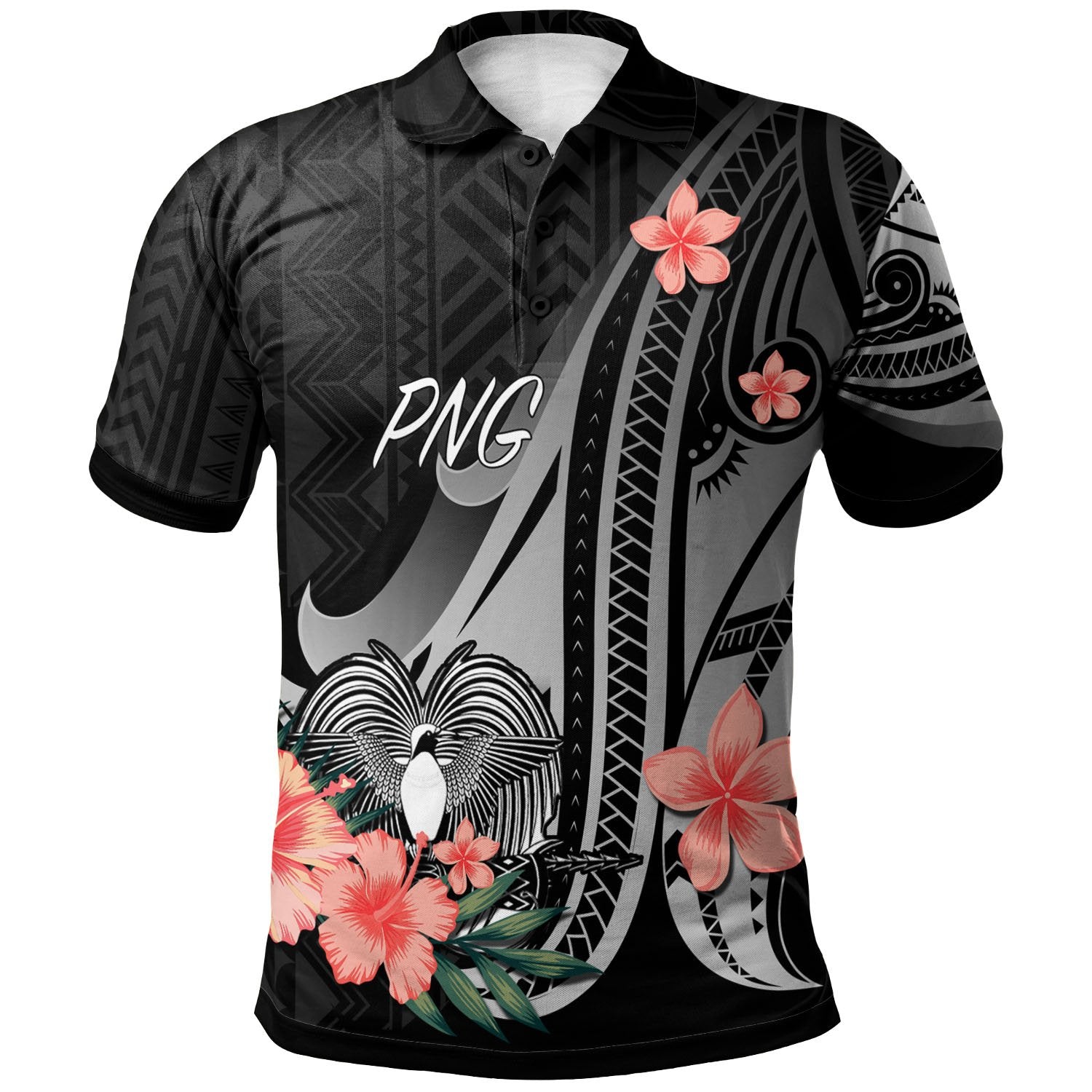 Papua New Guinea Polo Shirt Polynesian Hibiscus Pattern Style Unisex Black - Polynesian Pride