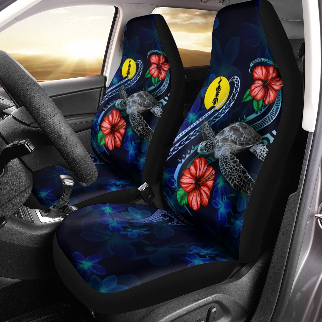 New Caledonia Polynesian Car Seat Covers - Blue Turtle Hibiscus Universal Fit Blue - Polynesian Pride